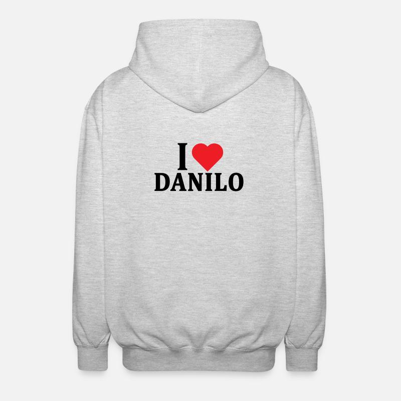 T-Shirt Ich liebe Danilo T-Shirt Geschenkidee - Unisex Kapuzenjacke - Hellgrau meliert