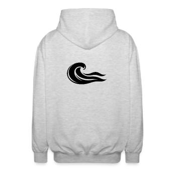 Experience the power of the wave! - Unisex Hooded Jacket - light heather grey - Back - AI Model Male 185 light (185cm)