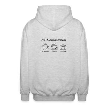 Easy Woman Sun Coffee Camera - Unisex Hooded Jacket - light heather grey - Back - AI Model Male 185 light (185cm)