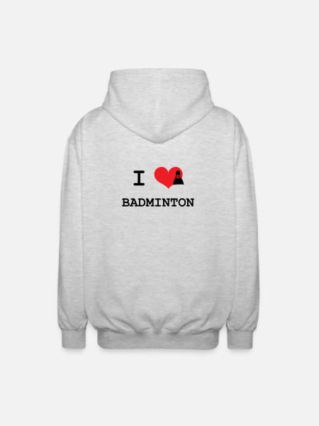 I love badminton - Unisex Hooded Jacket - light heather grey