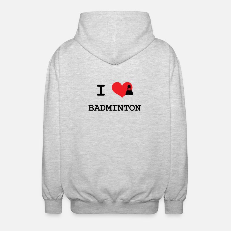 Ich liebe Badminton - Unisex Kapuzenjacke - Hellgrau meliert