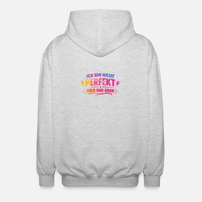 Ich bin nicht perfekt nah dran - Unisex Kapuzenjacke - Hellgrau meliert