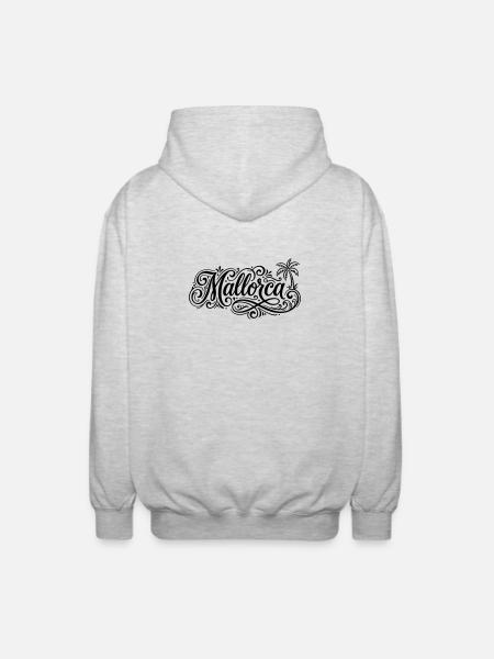 Mallorca Schrift Palmen - Unisex Kapuzenjacke - Hellgrau meliert