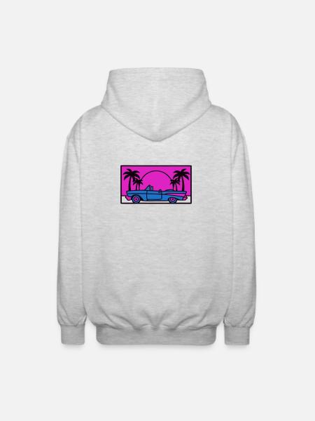 Retro 80s Car Logo - Unisex Hooded Jacket - light heather grey