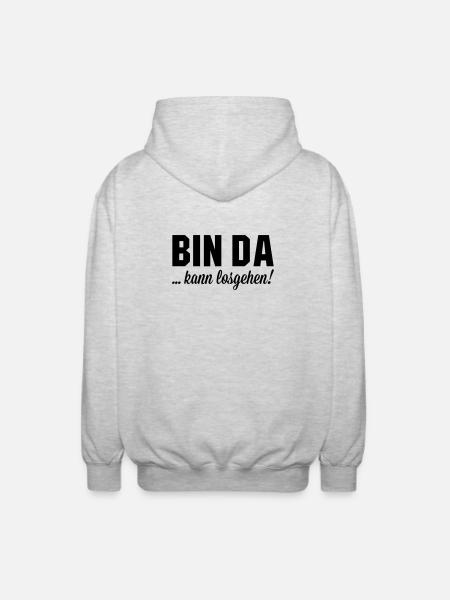 Bin da kann losgehen - Unisex Kapuzenjacke - Hellgrau meliert
