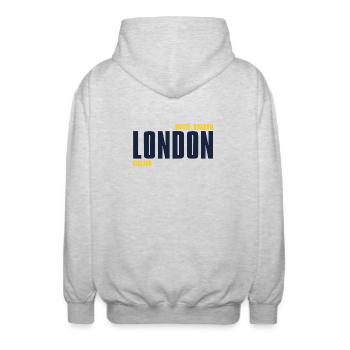 London – England Lyric Design - Unisex Kapuzenjacke - Hellgrau meliert - Hinten - AI Model Male 185 light (185cm)
