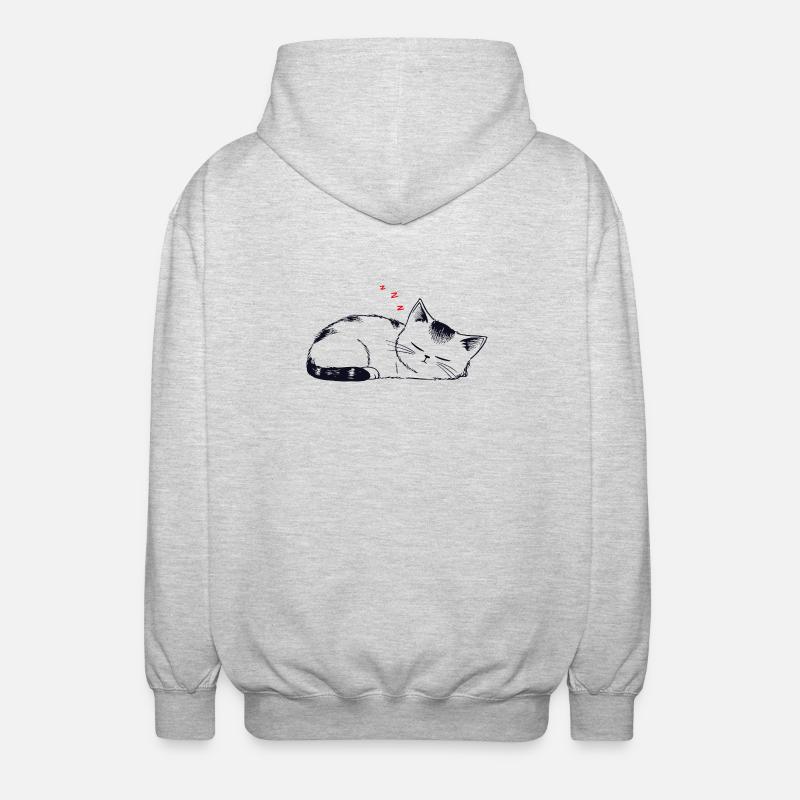 Stickige schlafende Katze - Unisex Kapuzenjacke - Hellgrau meliert