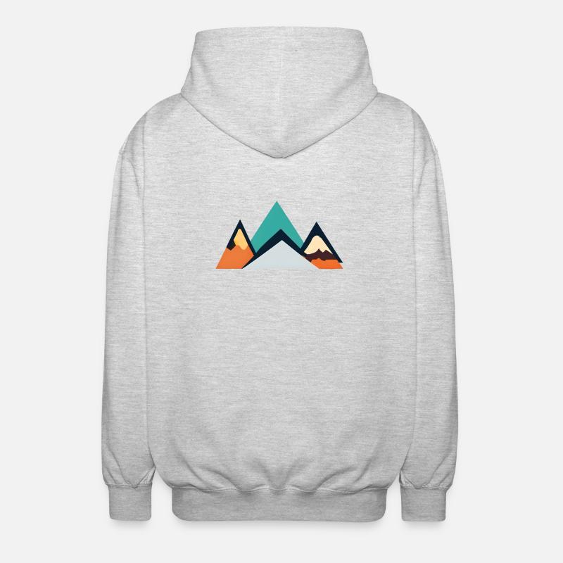 Minimalistisches Berg-Emblem | Mountains - Unisex Kapuzenjacke - Hellgrau meliert