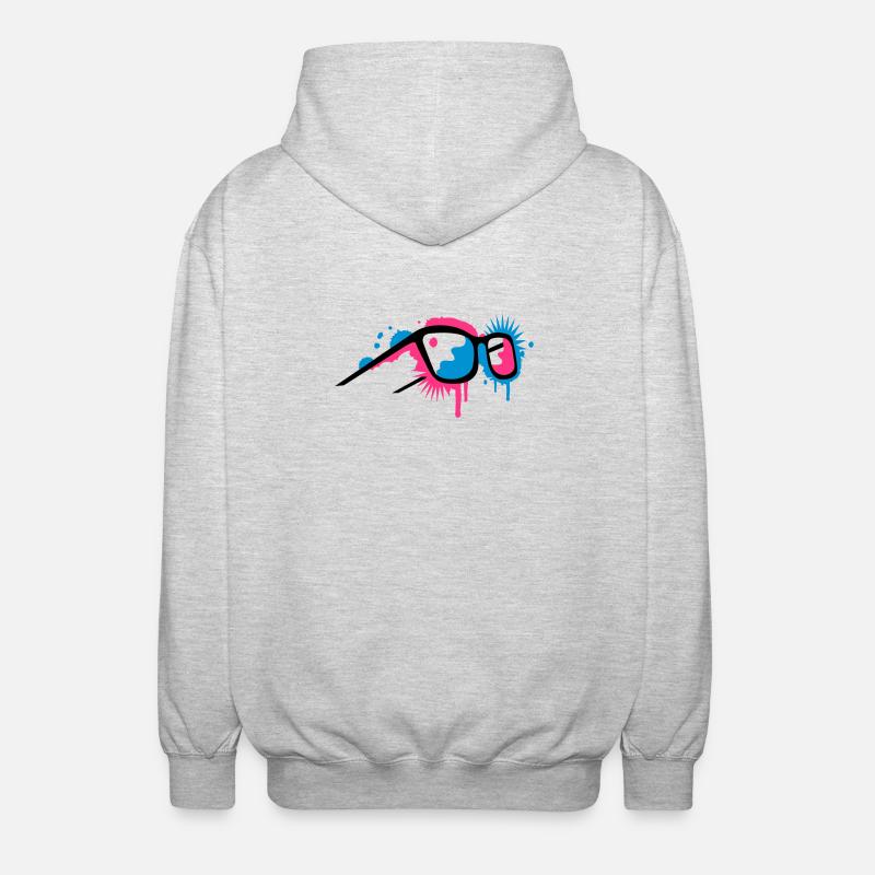 3D Brille im Graffiti Stil - Unisex Kapuzenjacke - Hellgrau meliert