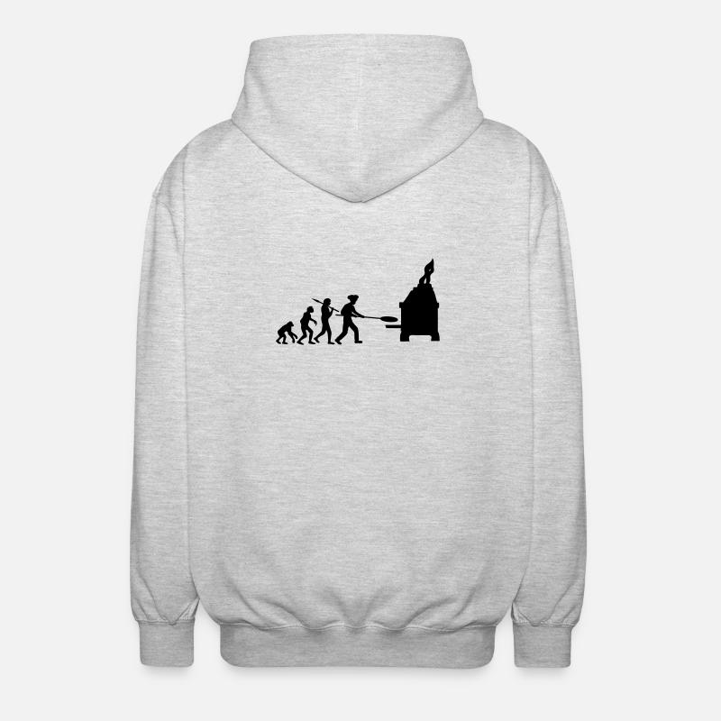 Evolution Pizza Bäcker - Unisex Kapuzenjacke - Hellgrau meliert