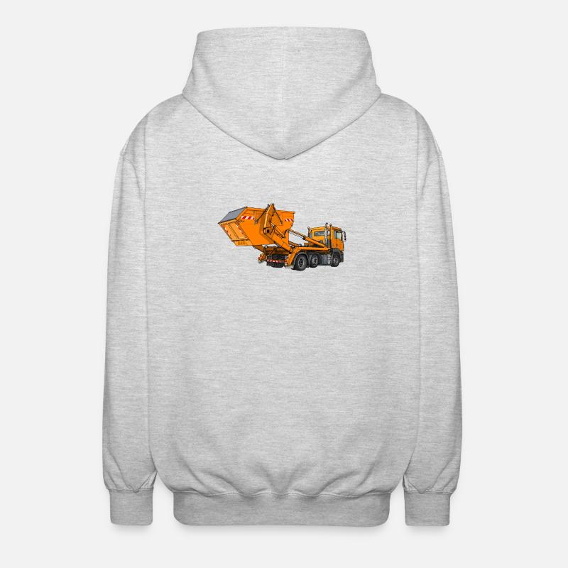 Camion avec benne, chargeur à benne - Veste à capuche unisexe - gris clair chiné