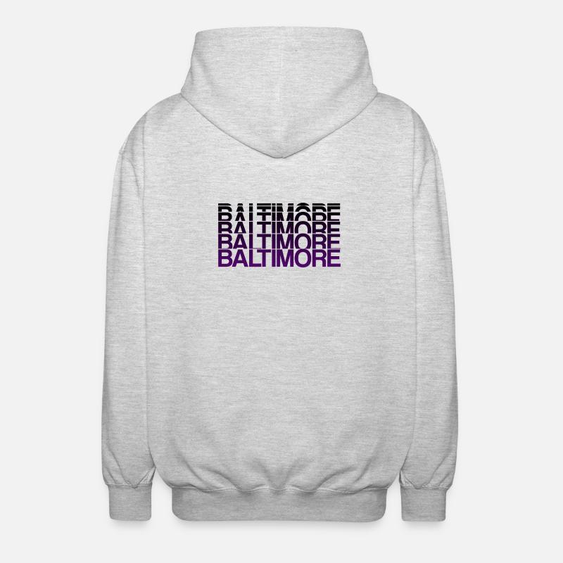 Baltimore Violett Gradient Stil - Unisex Kapuzenjacke - Hellgrau meliert