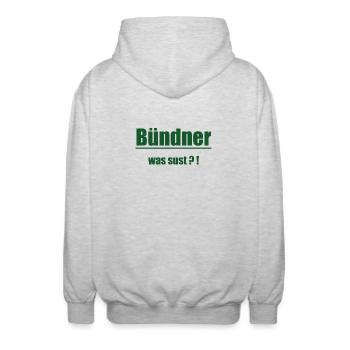 Bündner Wortwitz Grün Graphic - Unisex Hooded Jacket - light heather grey - Back - AI Model Male 185 light (185cm)
