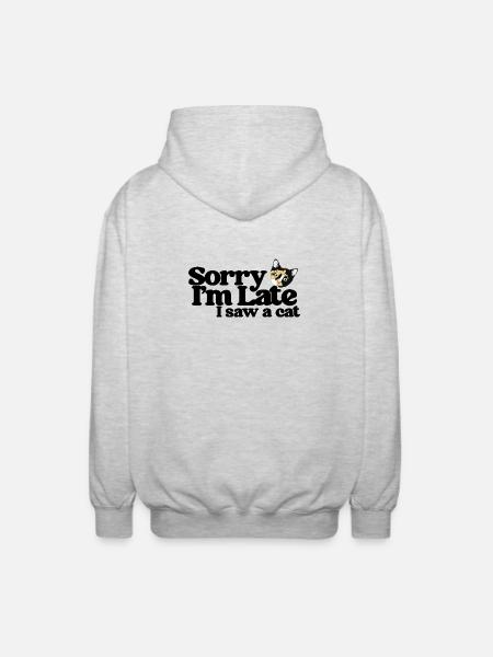 Calico Cat Peeking Spotlight - Unisex Hooded Jacket - light heather grey