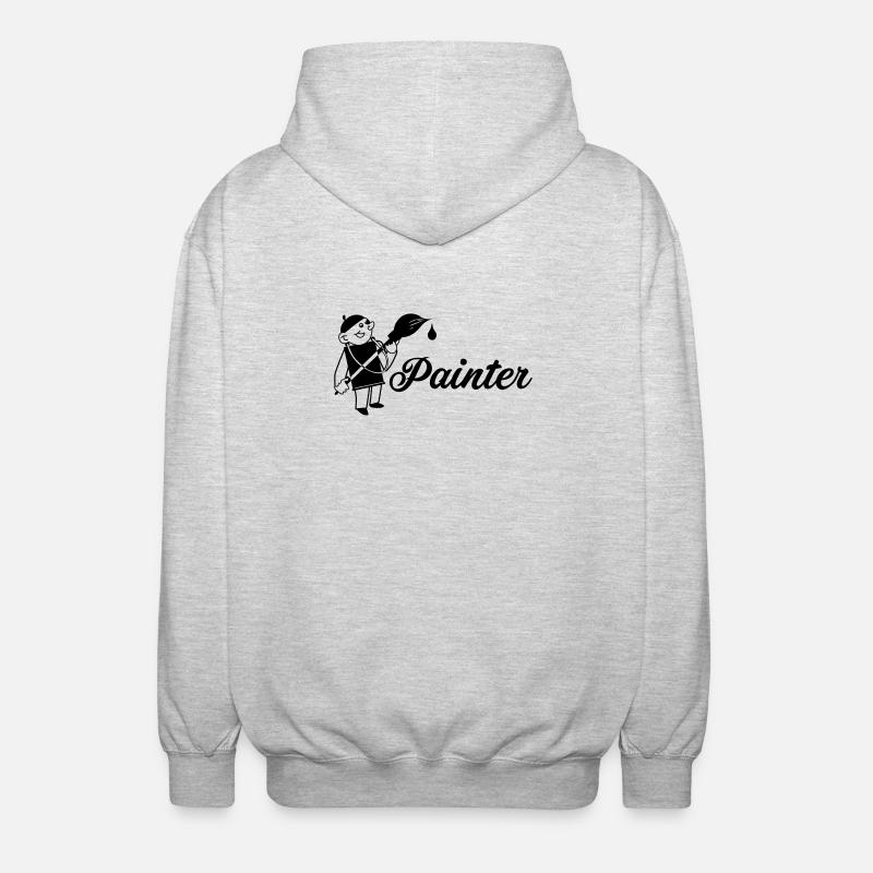 Maler mit Pinsel Text painter - Unisex Kapuzenjacke - Hellgrau meliert