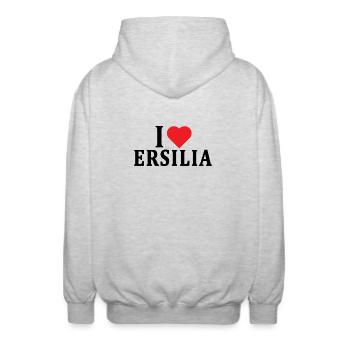 T-Shirt Ich liebe Ersilia T-Shirt Geschenkidee - Unisex Kapuzenjacke - Hellgrau meliert - Hinten - AI Model Male 185 light (185cm)