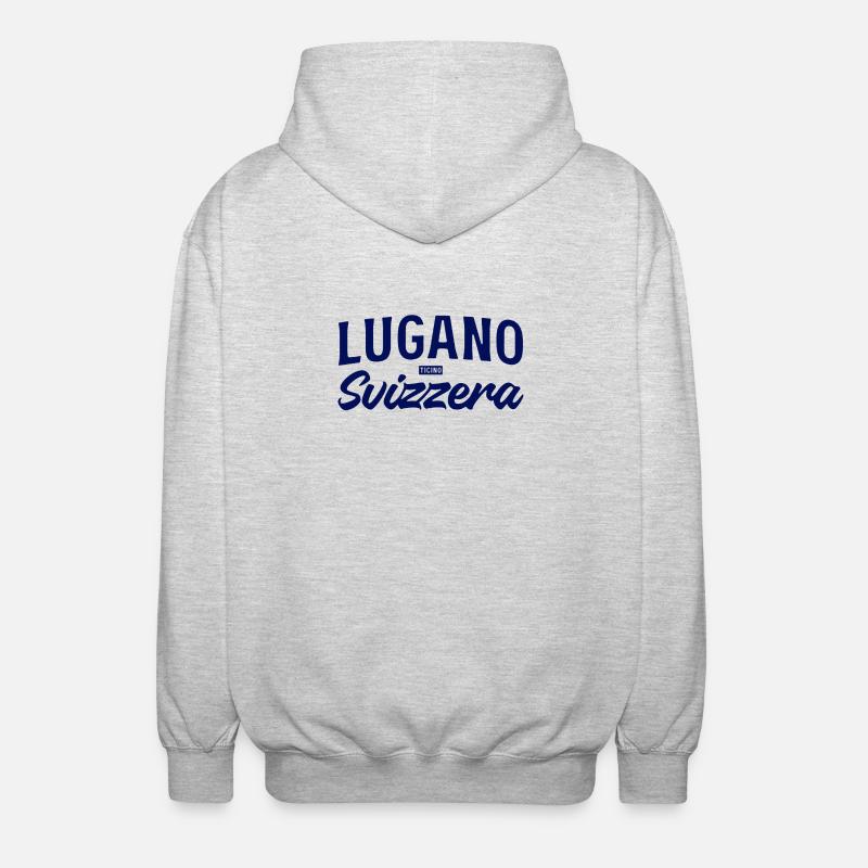 Lugano Svizzera Script Design - Unisex Kapuzenjacke - Hellgrau meliert