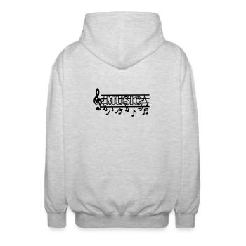 For music lover - Unisex Hooded Jacket - light heather grey - Back - AI Model Male 185 light (185cm)