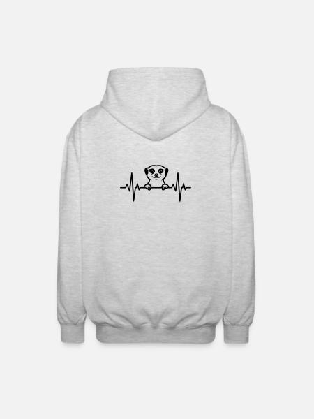 Meerkat heartbeat illustration - Unisex Hooded Jacket - light heather grey