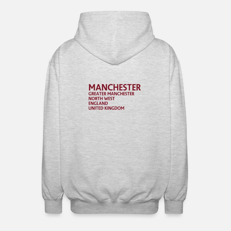 Manchester Name Stack Typography - Unisex Hooded Jacket - light heather grey