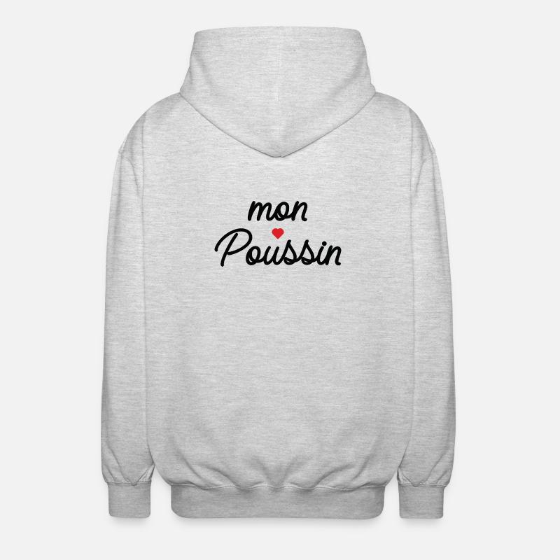 Mon Coeur Coussin Script - Veste à capuche unisexe - gris clair chiné