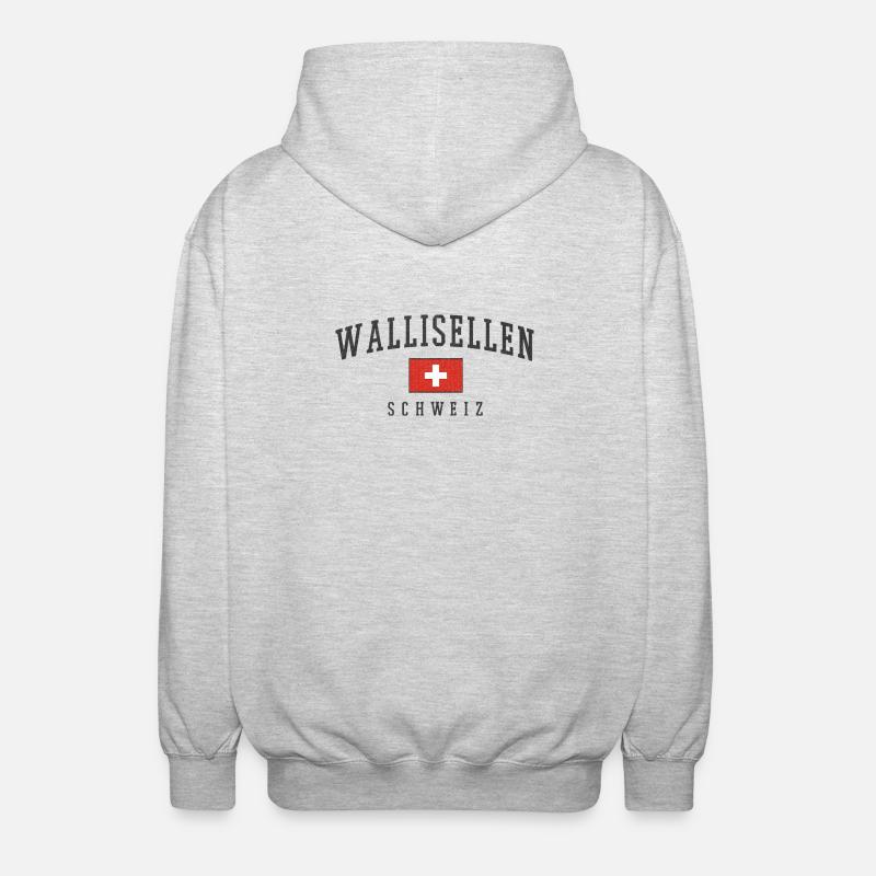 Wallisellen Schweiz Emblem mit Schweizer Flagge - Unisex Kapuzenjacke - Hellgrau meliert