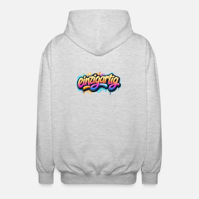 Einzigartig Graffiti Schriftzug - Unisex Kapuzenjacke - Hellgrau meliert