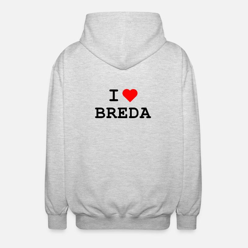 J’aime Breda - Ich liebe Breda - Veste à capuche unisexe - gris clair chiné