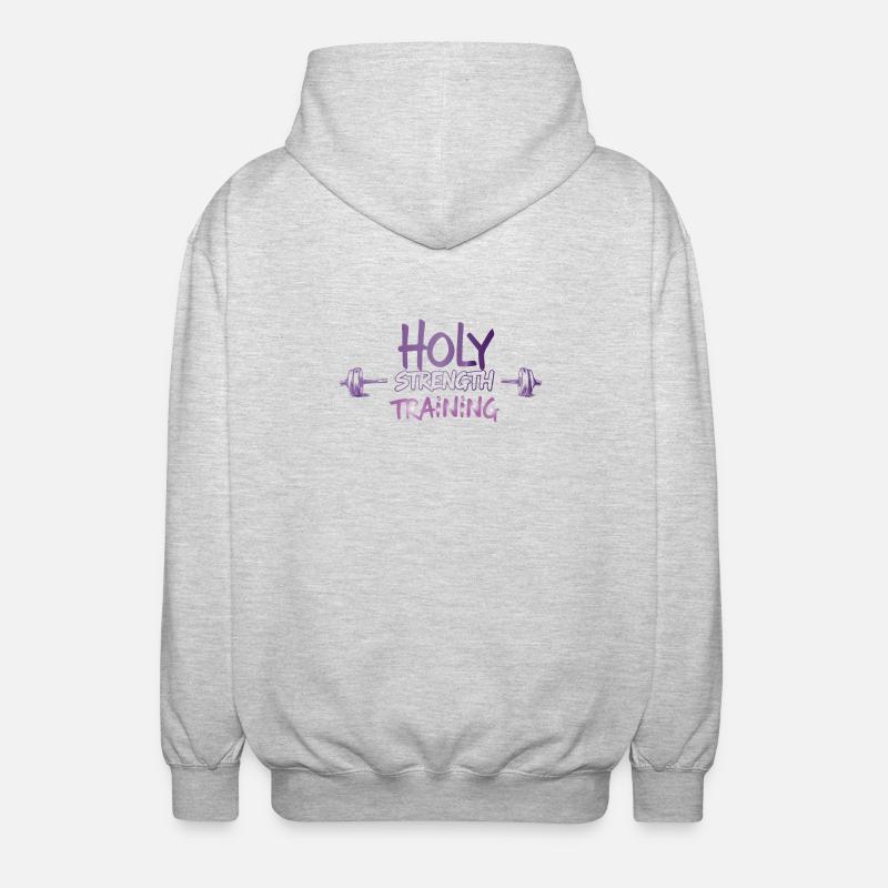 Holy Strength Training Christian Design d’entraînement - Veste à capuche unisexe - gris clair chiné