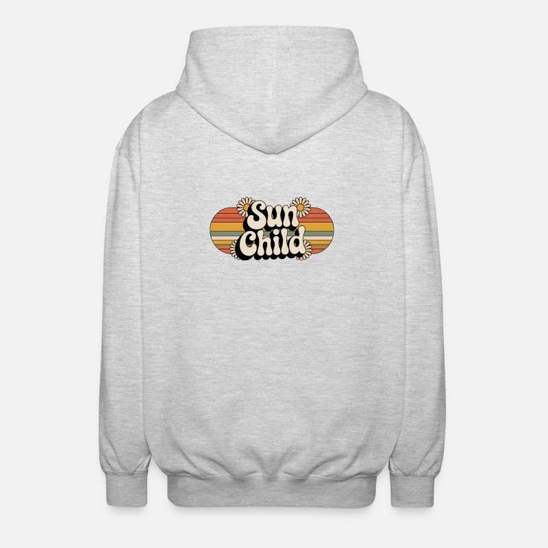 Sun Child Retro Design 70s 80s - Unisex Hooded Jacket - light heather grey