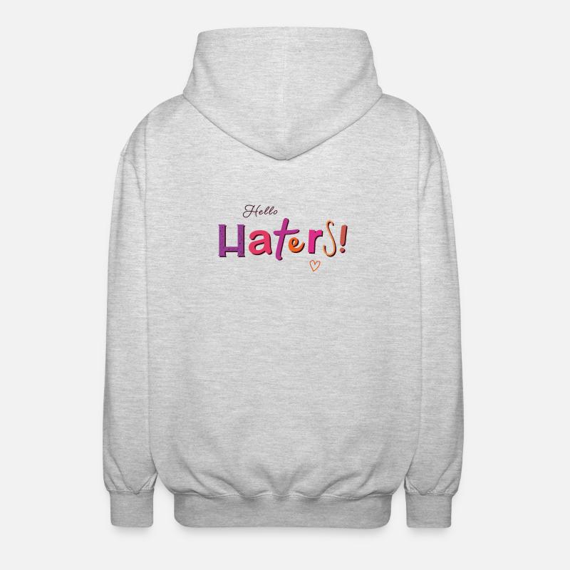 Hello Haters! Cool saying - Unisex Hooded Jacket - light heather grey