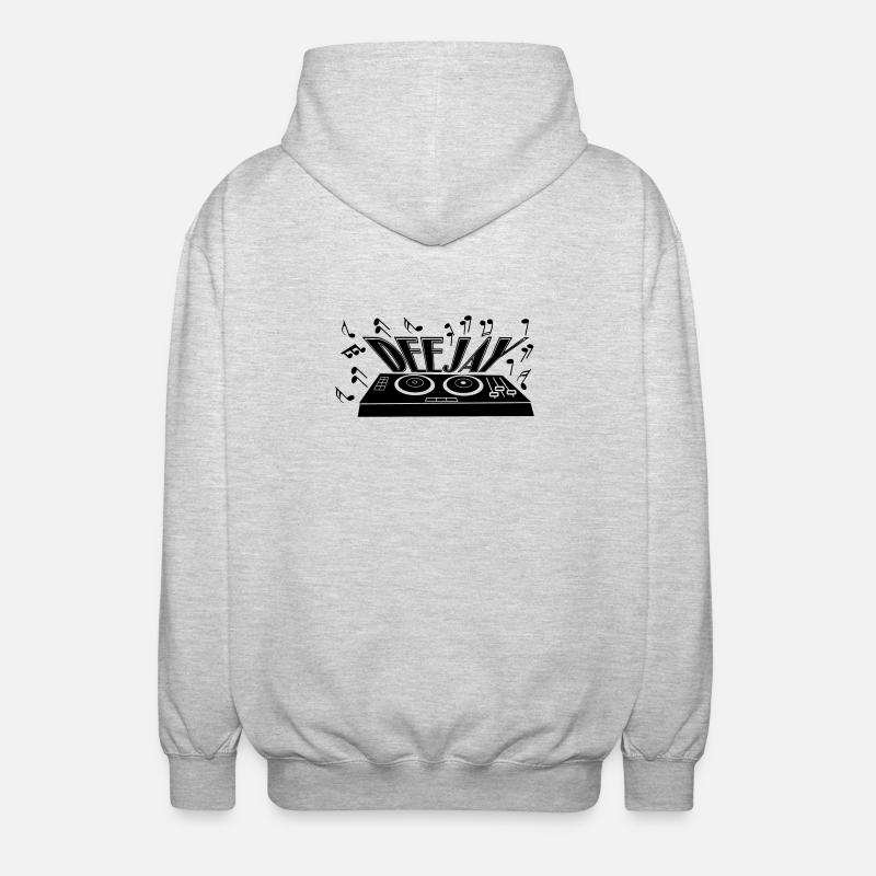 Deejay avec platine et tons - Veste à capuche unisexe - gris clair chiné