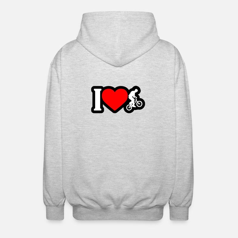 Silhouette de vélo I Heart - Veste à capuche unisexe - gris clair chiné