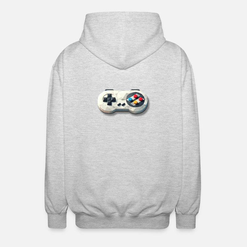 Retro Gaming - 16bit Controller für Videogames - Unisex Kapuzenjacke - Hellgrau meliert