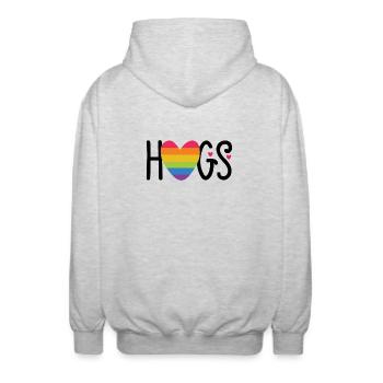 Mois de la fierté LGBT - Câlins - Veste à capuche unisexe - gris clair chiné - Dos - AI Model Male 185 light (185cm)