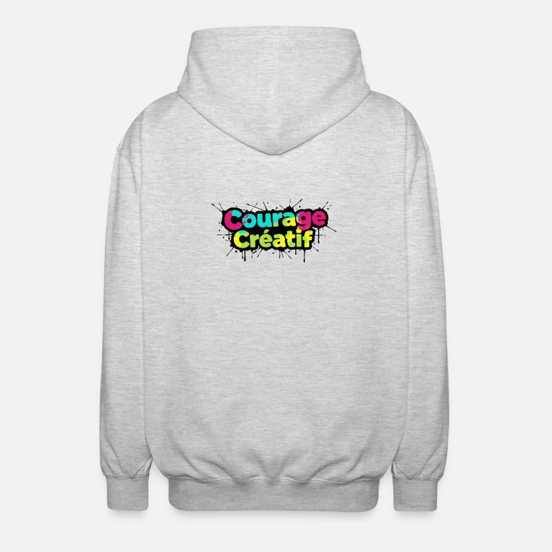 Courage Créatif Bunte Typografie - Unisex Kapuzenjacke - Hellgrau meliert