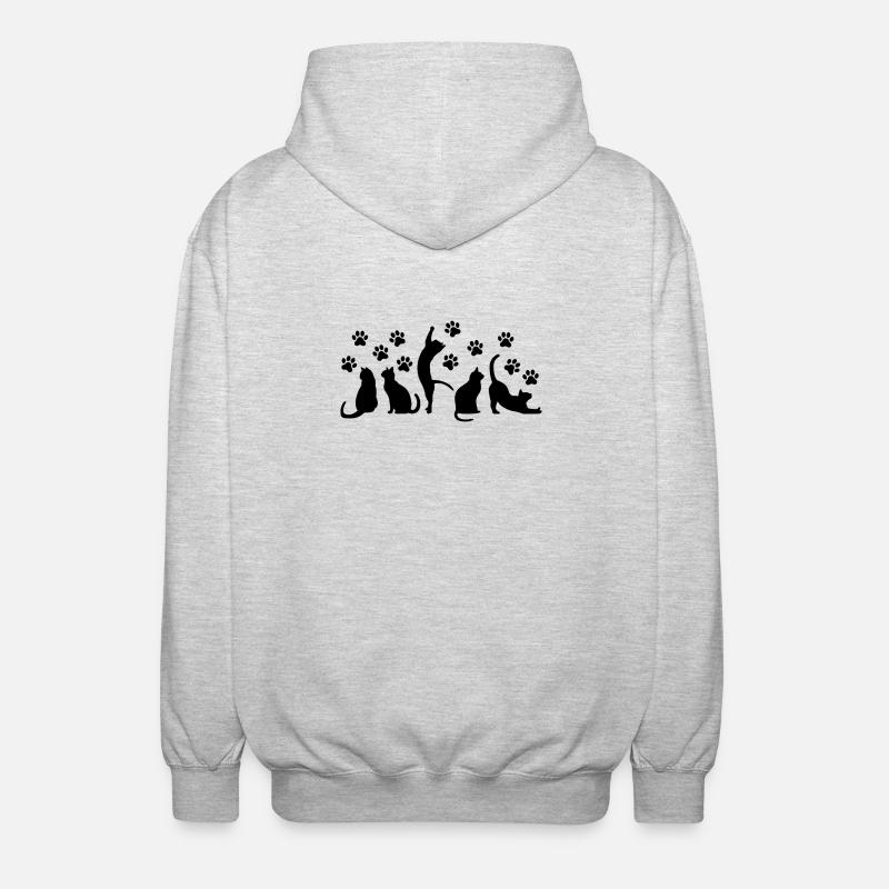 Black Cats Squad – Minimal Aesthetic - Unisex Hooded Jacket - light heather grey