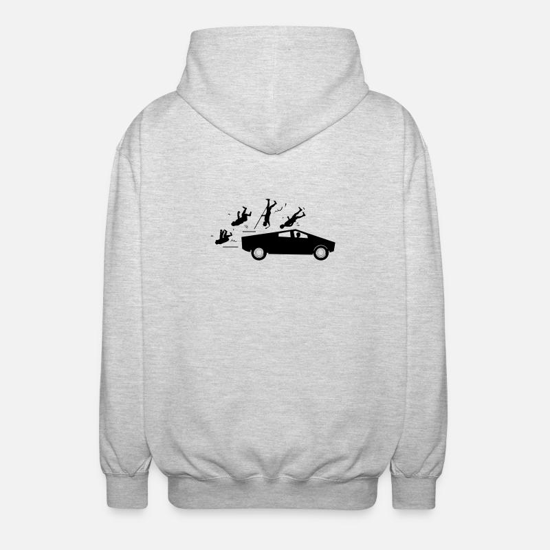 Evolution accident Tesla Cybertruck par Musk - Veste à capuche unisexe - gris clair chiné