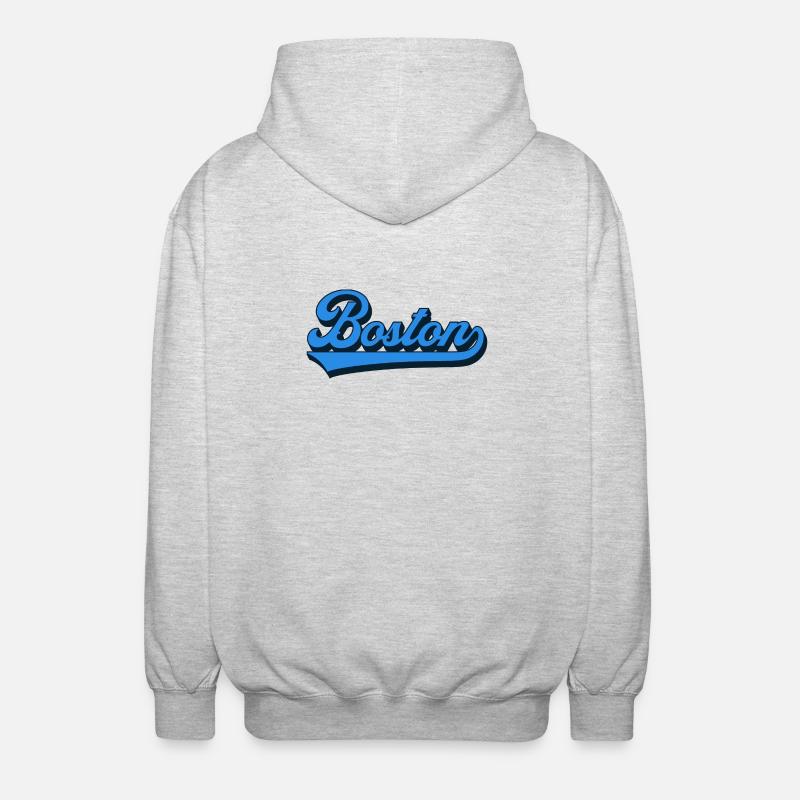 Boston Blue Script Retro - Unisex Hooded Jacket - light heather grey