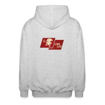 Lenin lives - Unisex Hooded Jacket - light heather grey - Back - AI Model Male 185 light (185cm)