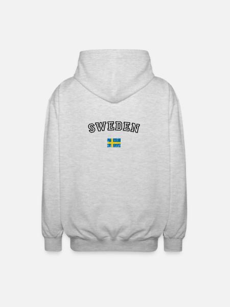 Swedish Flag Cross on Blue - Unisex Hooded Jacket - light heather grey
