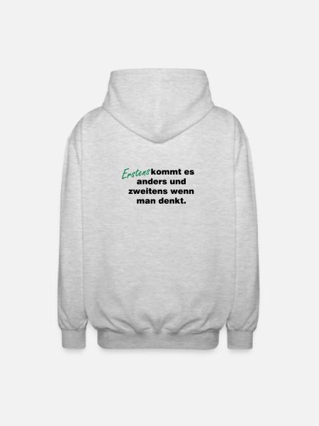 Wenn_man_denkt - Unisex Hooded Jacket - light heather grey