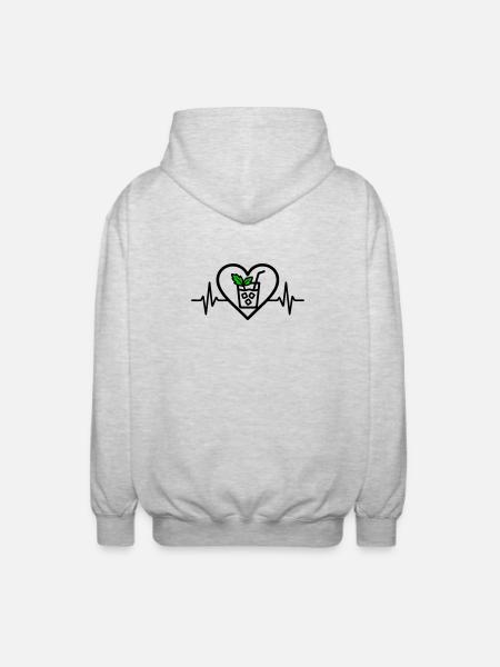 Mojito Heart Cocktail Mint Glass Summer - Unisex Hooded Jacket - light heather grey