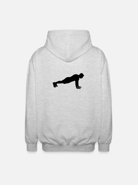 Push-up Fitness Silhouette - Unisex Hooded Jacket - light heather grey