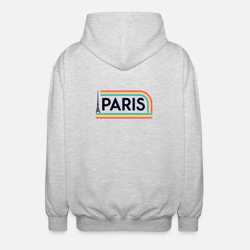 Paris Arc-en-ciel Rétro - Veste à capuche unisexe - gris clair chiné