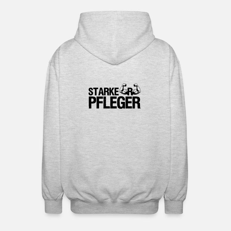 Starker Pfleger Pflege,Sprüche, Geschenk,Berufe - Unisex Kapuzenjacke - Hellgrau meliert