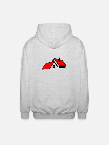 Haus mit rotem Dachlogo - Unisex Kapuzenjacke - Hellgrau meliert