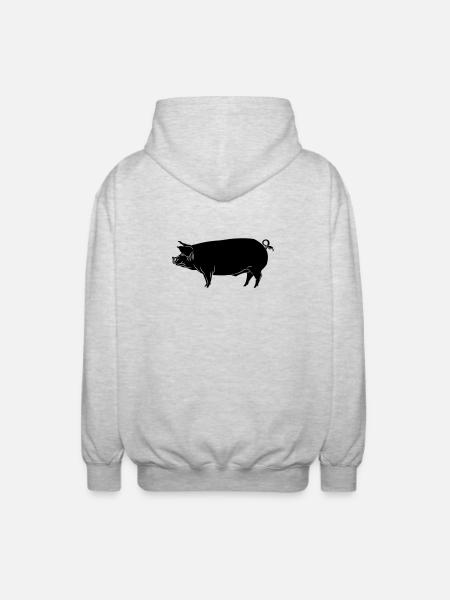 Pig shadow image logo - Unisex Hooded Jacket - light heather grey