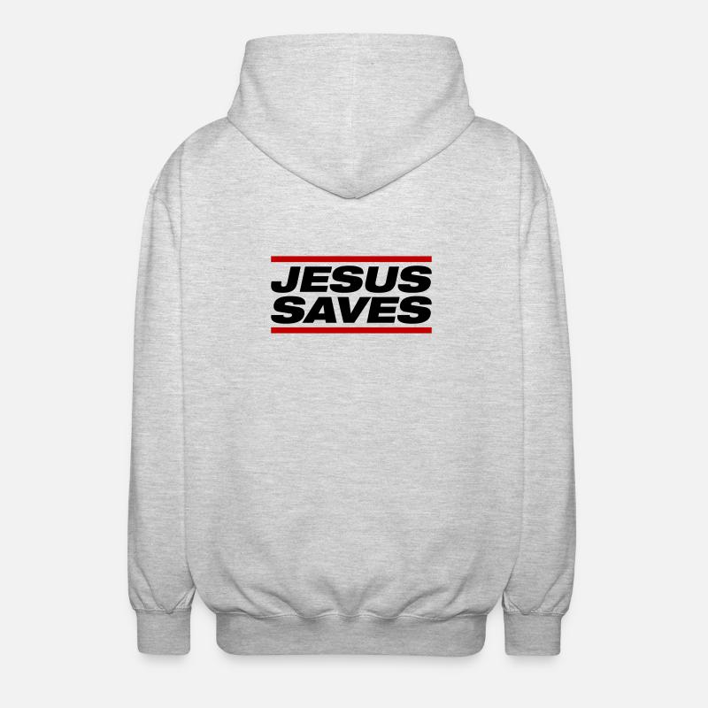 Jesus räddar - Luvjacka unisex - ljusgråmelerad