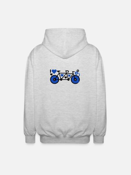 Tandem Bicycle Hearts Partners - Unisex Hooded Jacket - light heather grey
